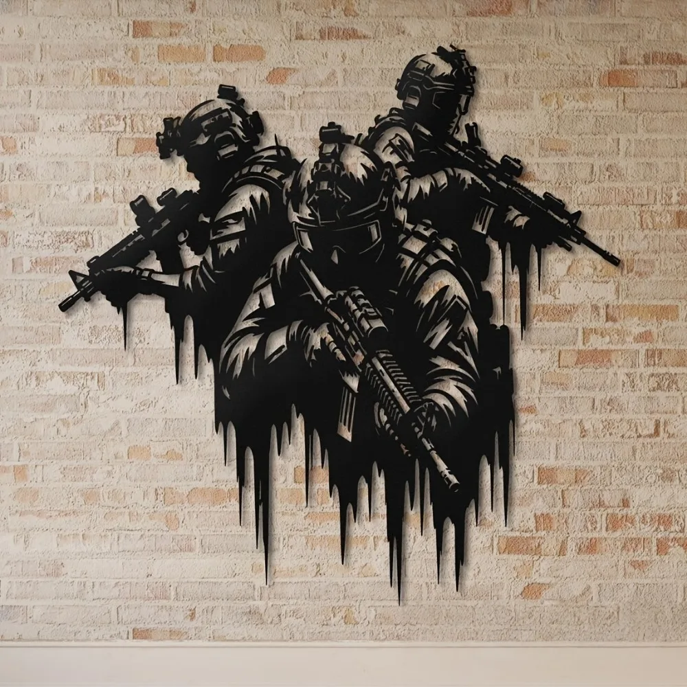 CIFBUY Iron Wall Art Soldier Military Metal Sculpture Decor Sign For Home Indoor Outdoor Yard Easy Hang