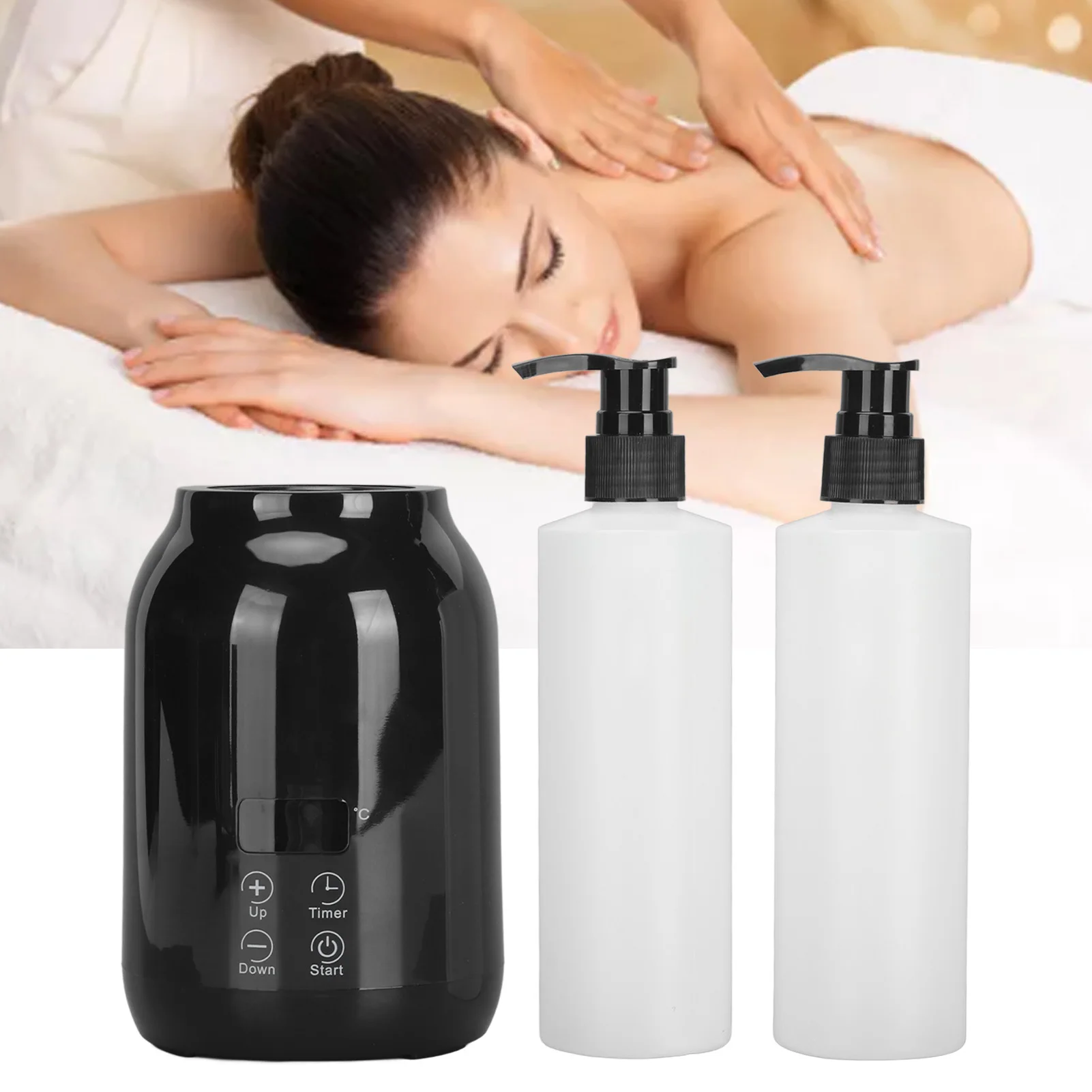 Essential Oil Heater LED Display Temperature Adjust Single Massage Oil Bottle Warmer 110‑240V Single Bottle Massage Oil Heater