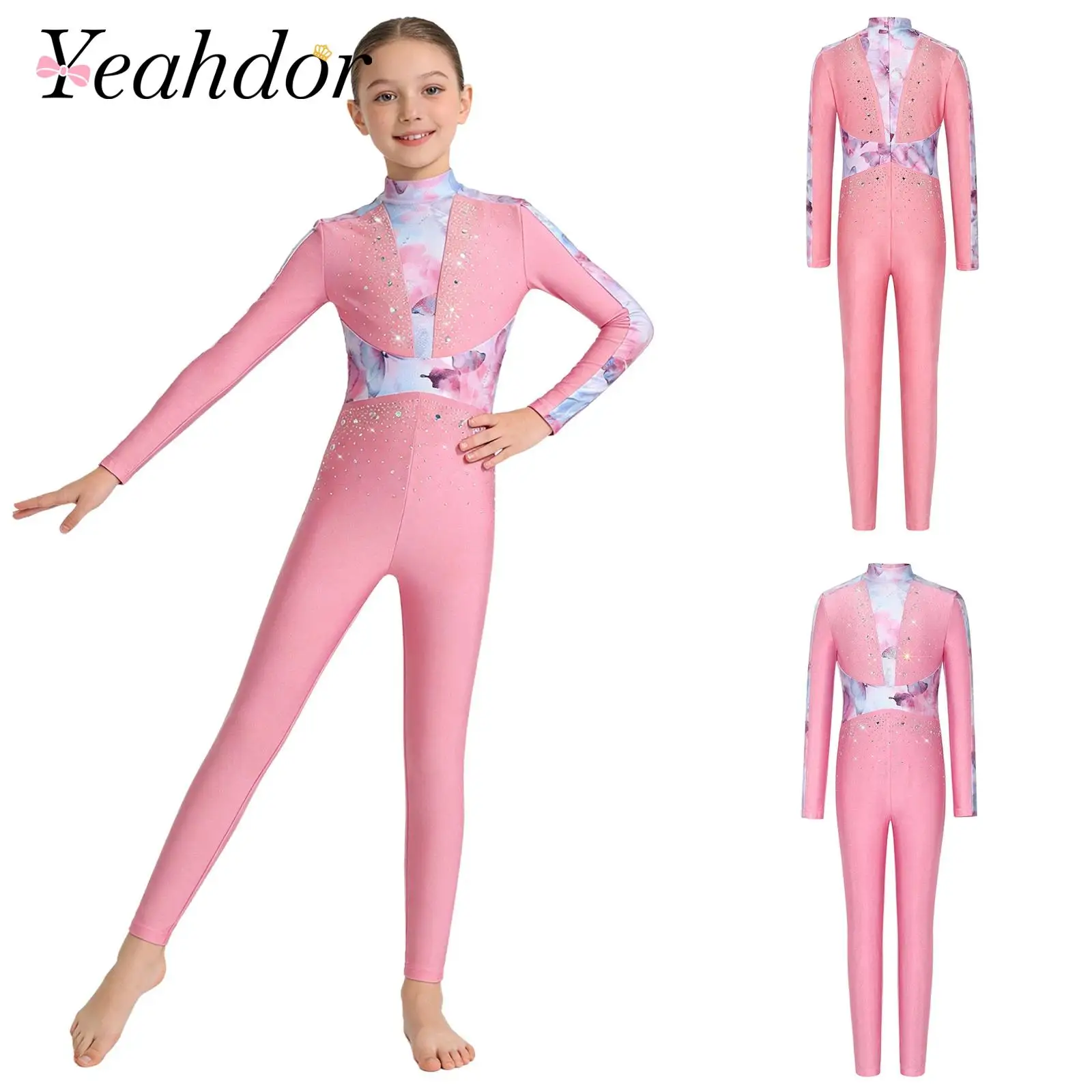 子供用長袖バレエレオタード-女の子用ダンスレオタード-バレリーナ-リズミカル体操衣装-コンテンポラリーダンス衣装