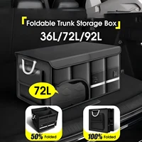 Caja de almacenamiento de maletero plegable portátil, tela Oxford impermeable, organizador de coche de gran capacidad de 92L para acampar y pescar