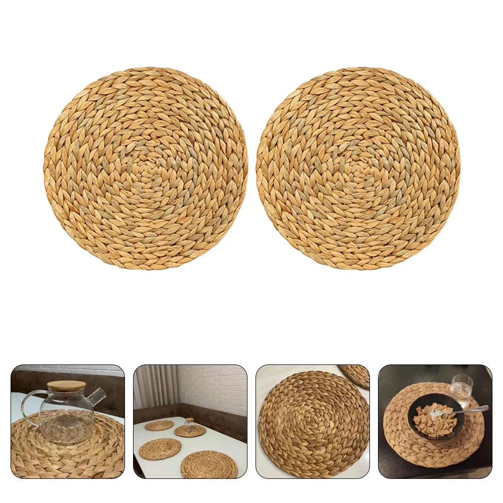 

2pcs Handwoven Placemat Heat-Insulated Table Mat For Teapot Coffee Cup Protection Anti-Scald Woven Coaster Decorative Dining