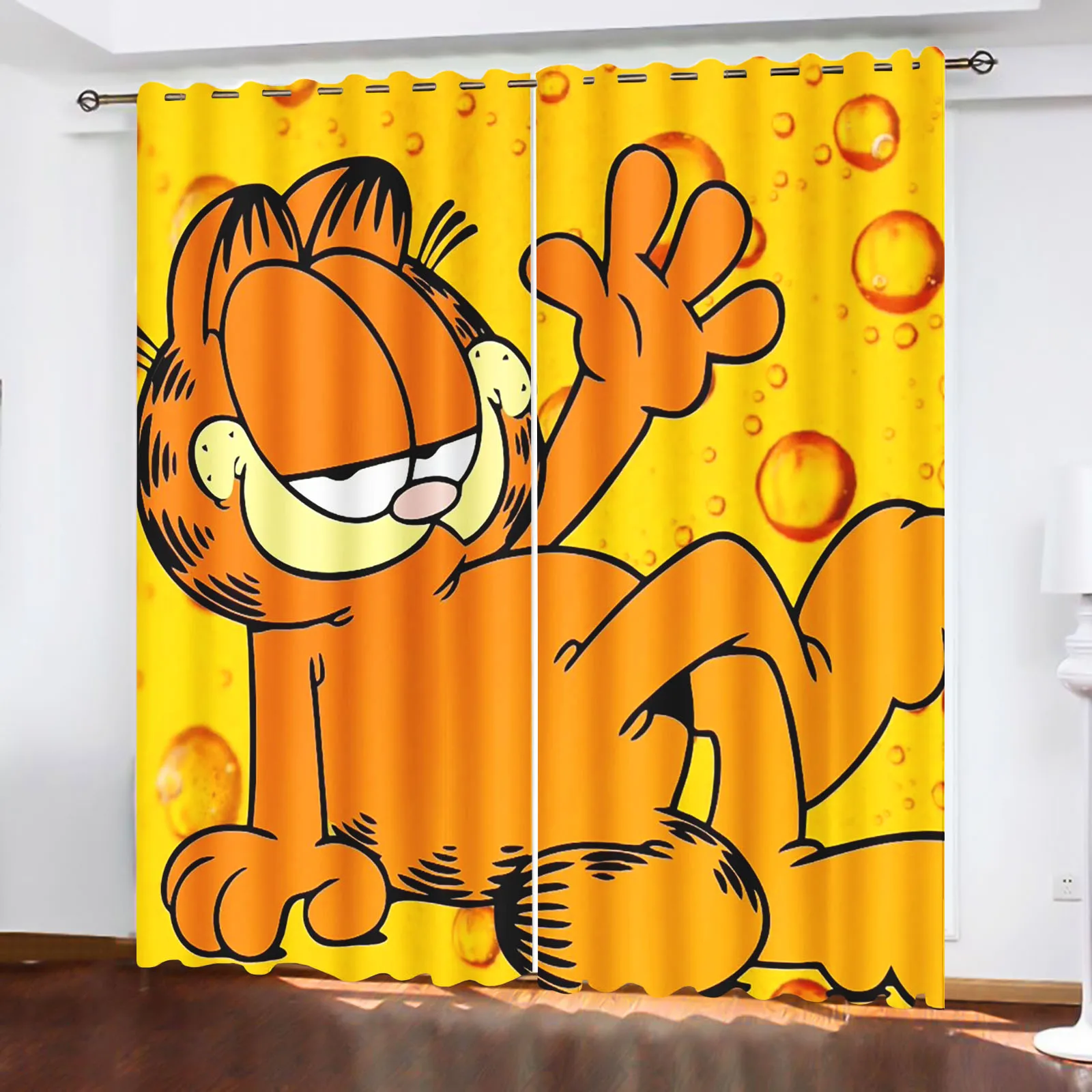 Garfield Cartoon Anime Dustproof  Balcony Screen Curtains For Living Room Bedroom Blackout Curtains Polyester Home Christmas