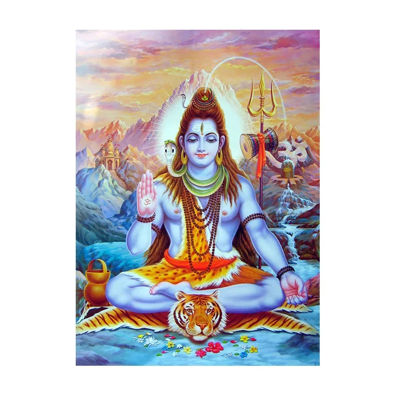 Prints  Modern Wall Artwork Modular Picture Home Decor Abstract India Buddha Hindu Gods Lord Shiva Portrait PaintingPosters