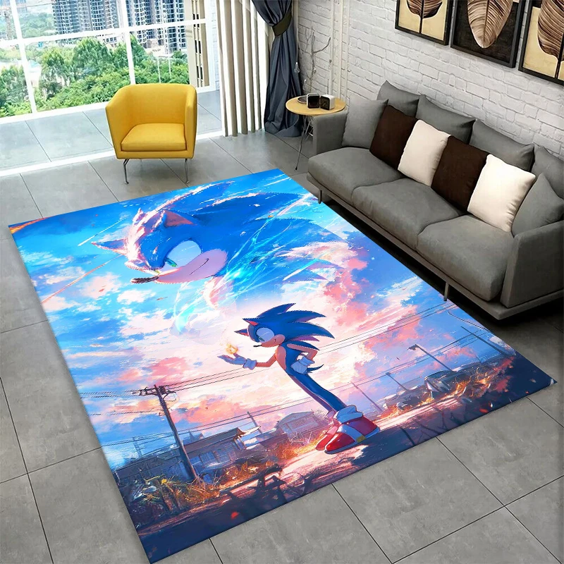 Classic Game S-Sonic Cartoon Non-Slip Area Rug for Living Room,Bedroom,Playroom,Soft Carpet Floor Mat Home Decor Rug Kids Room