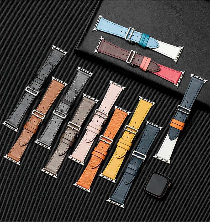 Leather Straps For Apple Watch Band 46mm 49mm 42mm 41mm 44mm 40mm Luxury Bracelet iWatch series 10 8 7 6 SE 5 4 3 38mm 45mm Loop