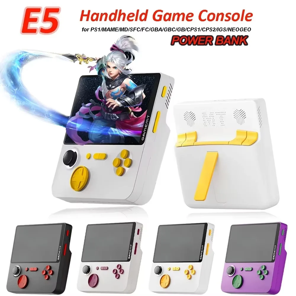 New E5 Handheld Game Power Bank Console 5-Inch High-Definition Large Screen With Stand 22w Fast Charging Retro Game Console Gift