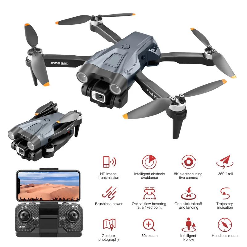 Xiaomi K103pro 드론 전문 듀얼 HD 카메라 항공 사진 FPV 헬리콥터 장애물 회피 Foldable RC Quadcopter Toys