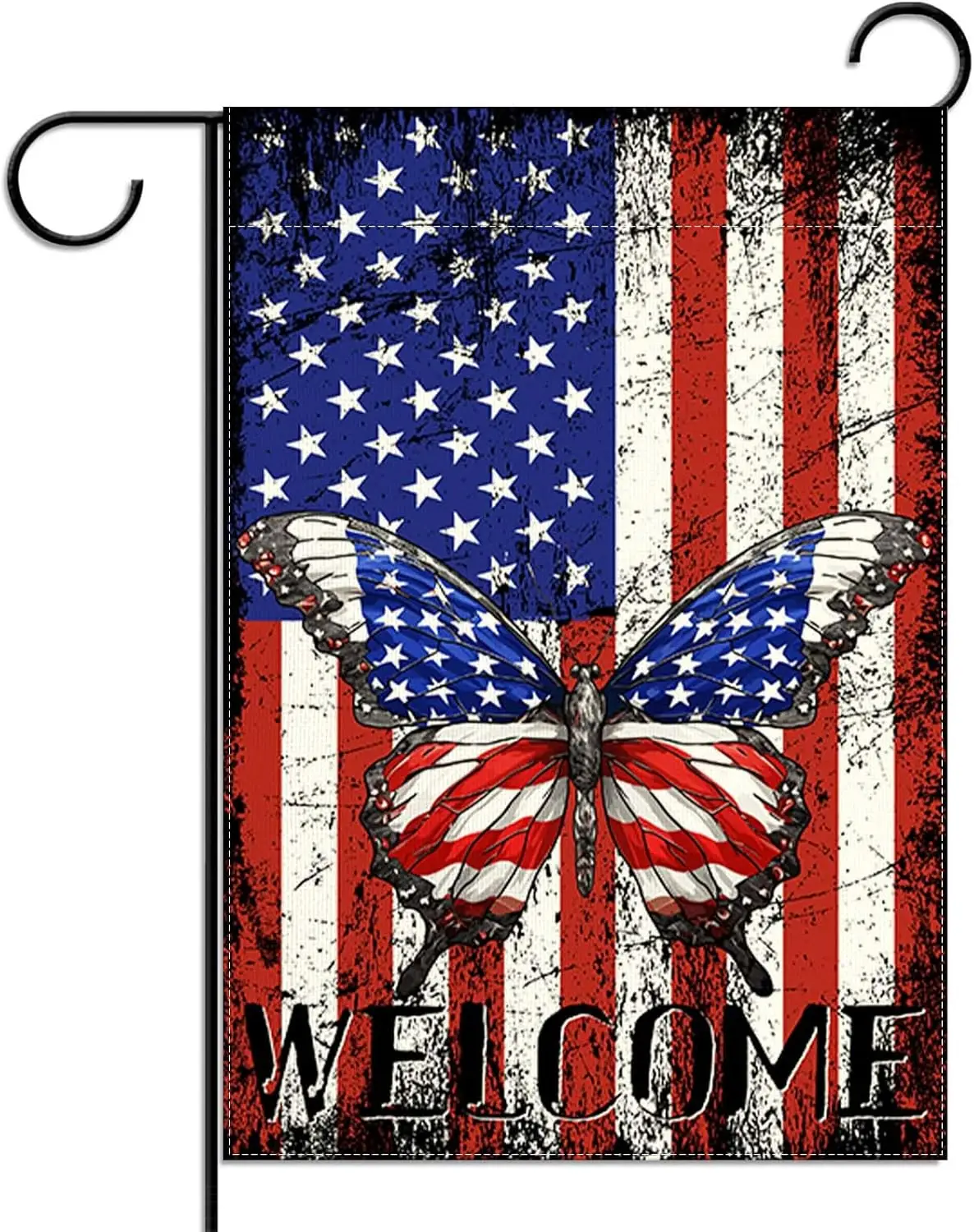 Red White and Blue Butterfly Memorial Day Garden Flag 12.5x18 Inch Double Sided 4th of July Veterans Day Patriotic Decoratio SSL