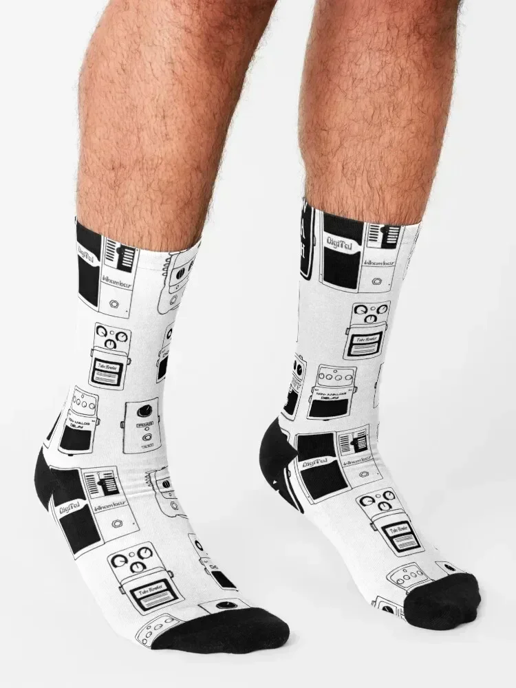 دواسات الجيتار تسجيل استوديو مهندس عازف الجيتار والعتاد تأثير القدم الدواسات الموسيقى التوضيح القدح ملصق تي شيرت الخ... الجوارب