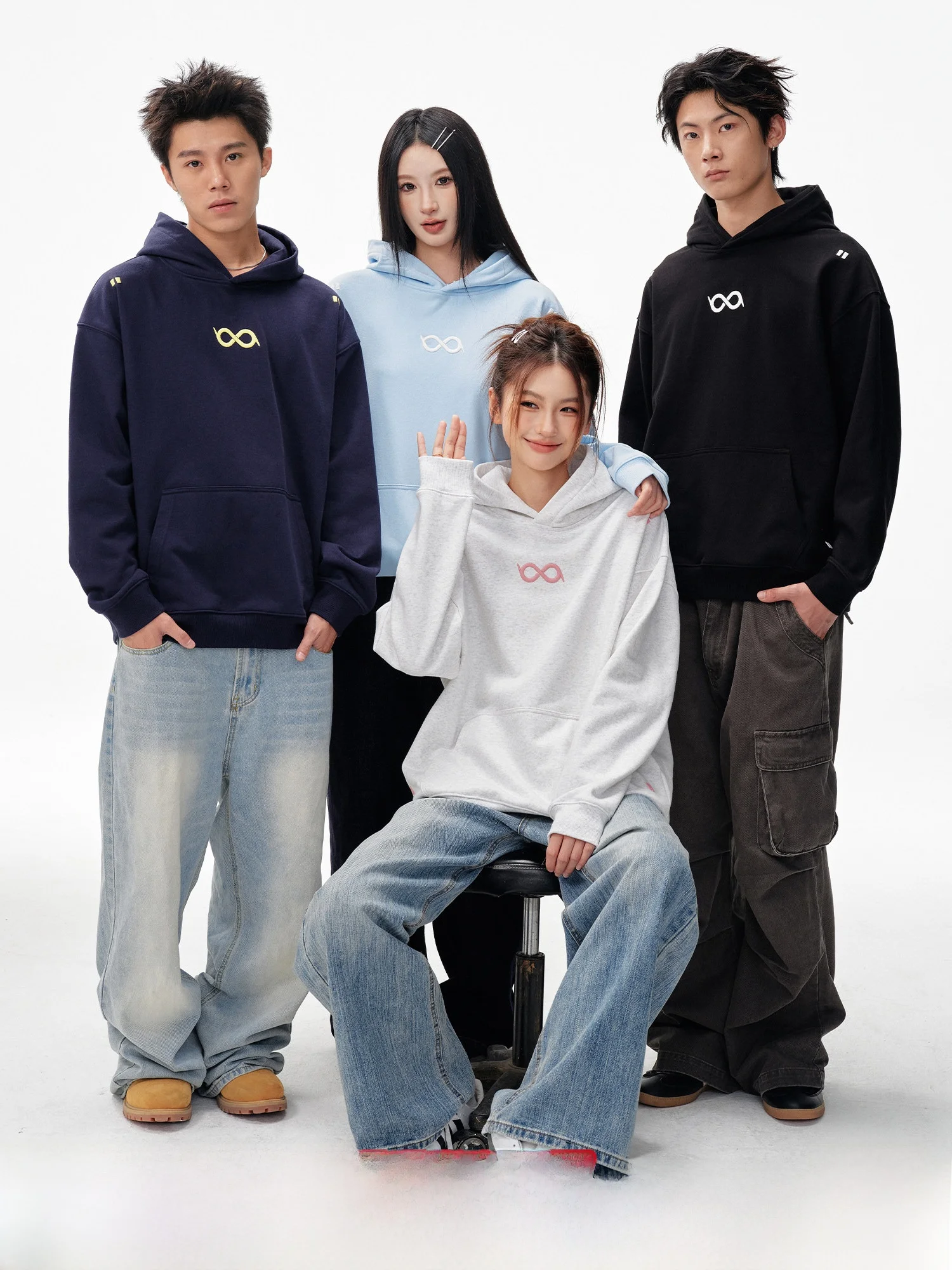 

Bipolar Embroidered Hoodie Sweatshirt Unisex Couples Casual Cotton Long Sleeve Hooded T-Shirt Streetwear Spring Autumn Winter