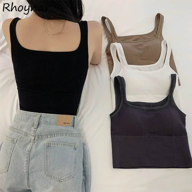 Backless Tanks Women 6 Colors Summer Elastic Pure Chic Crop Tops Students Young Simple Popular Leisure Hotsweet All-match Daily