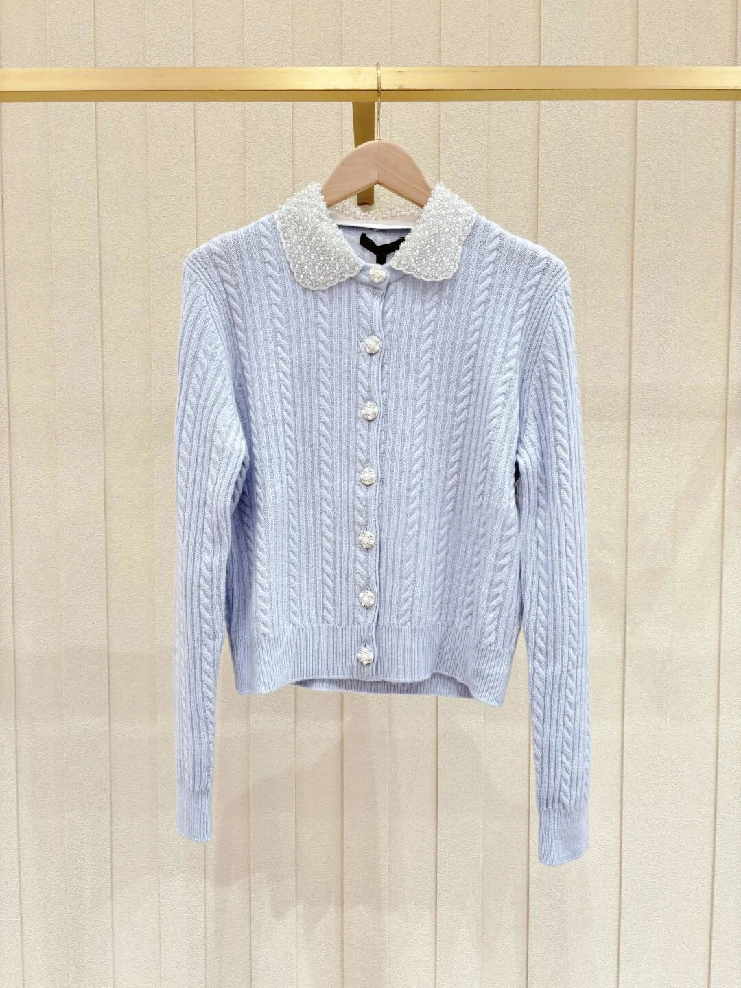 Maje Migi – manteau Cardigan tricoté pour femme, col rabattu, orné de perles, vêtements d'extérieur d'hiver, Ele Commute Sle, coupe régulière