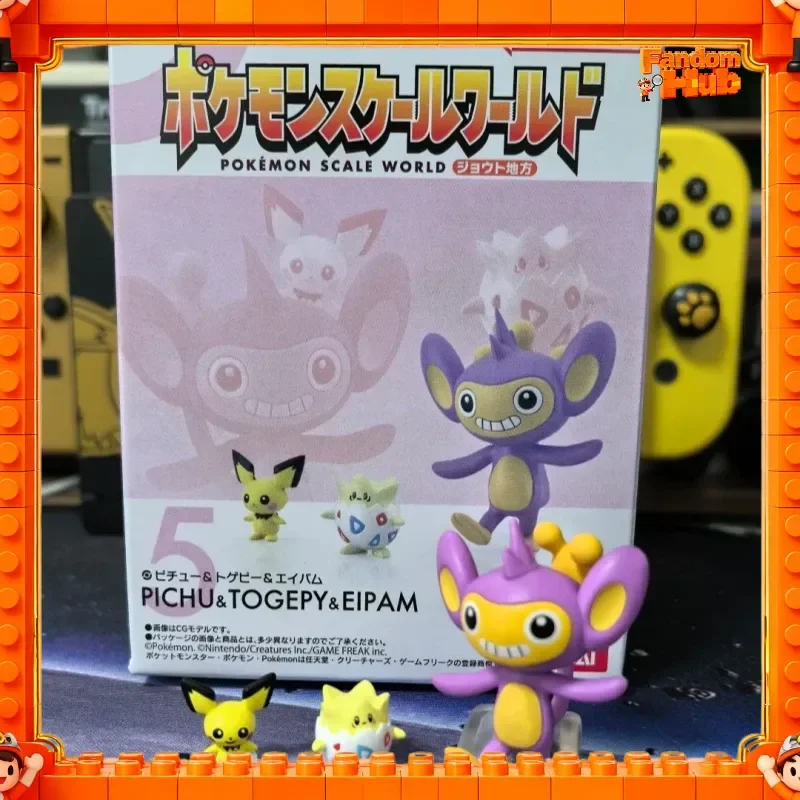 Genuine Bandai Pokemon Scale World Johto Region Cyndaquil Chikorita Pichu Aipom Marill Totodile Umbreon Actiuon Figure Model Toy view 6