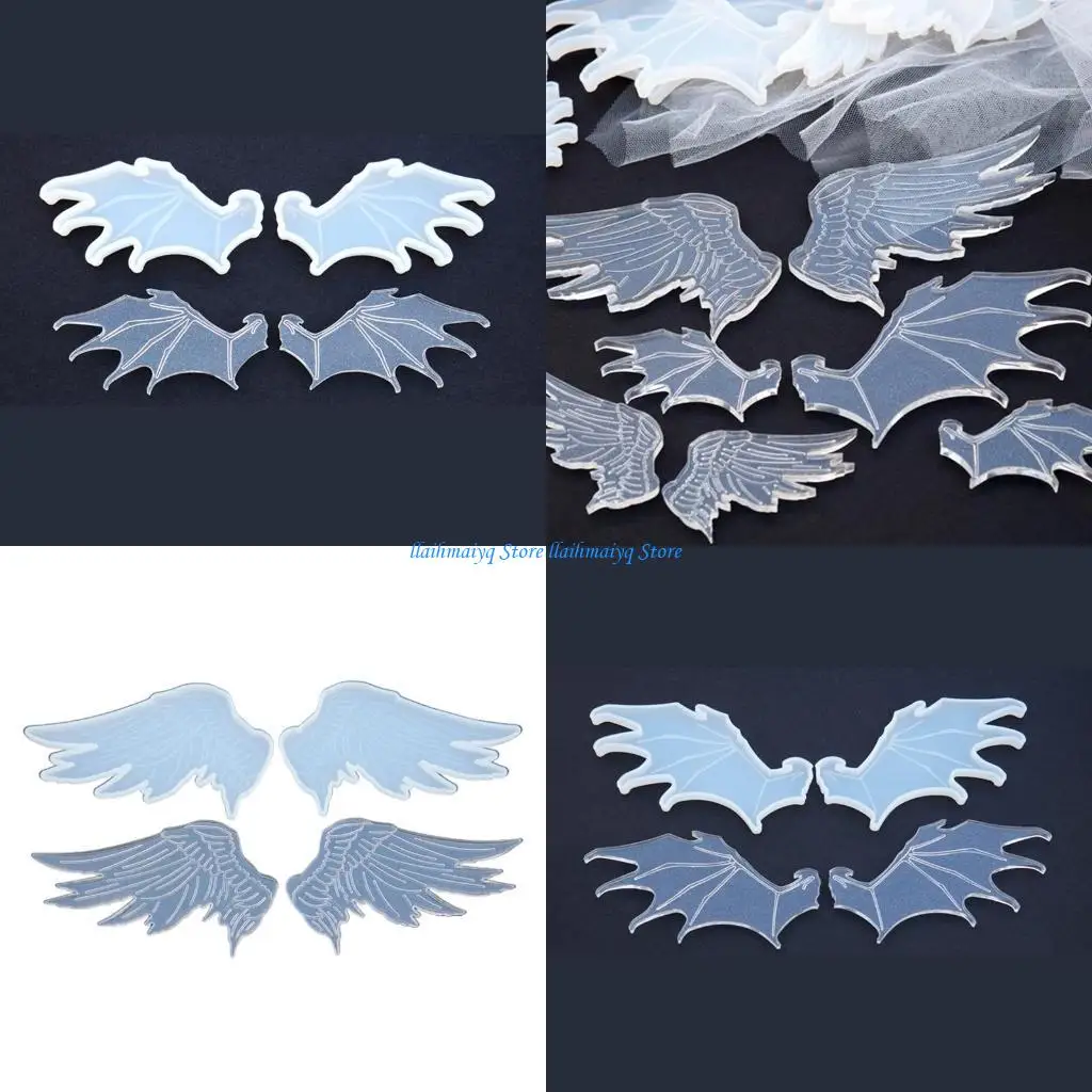 

573B блестящие глянцевые формы из силиконовой смолы, форма для ключей с крыльями ангела и демона, DIY орнамент, кулон, ювелирные