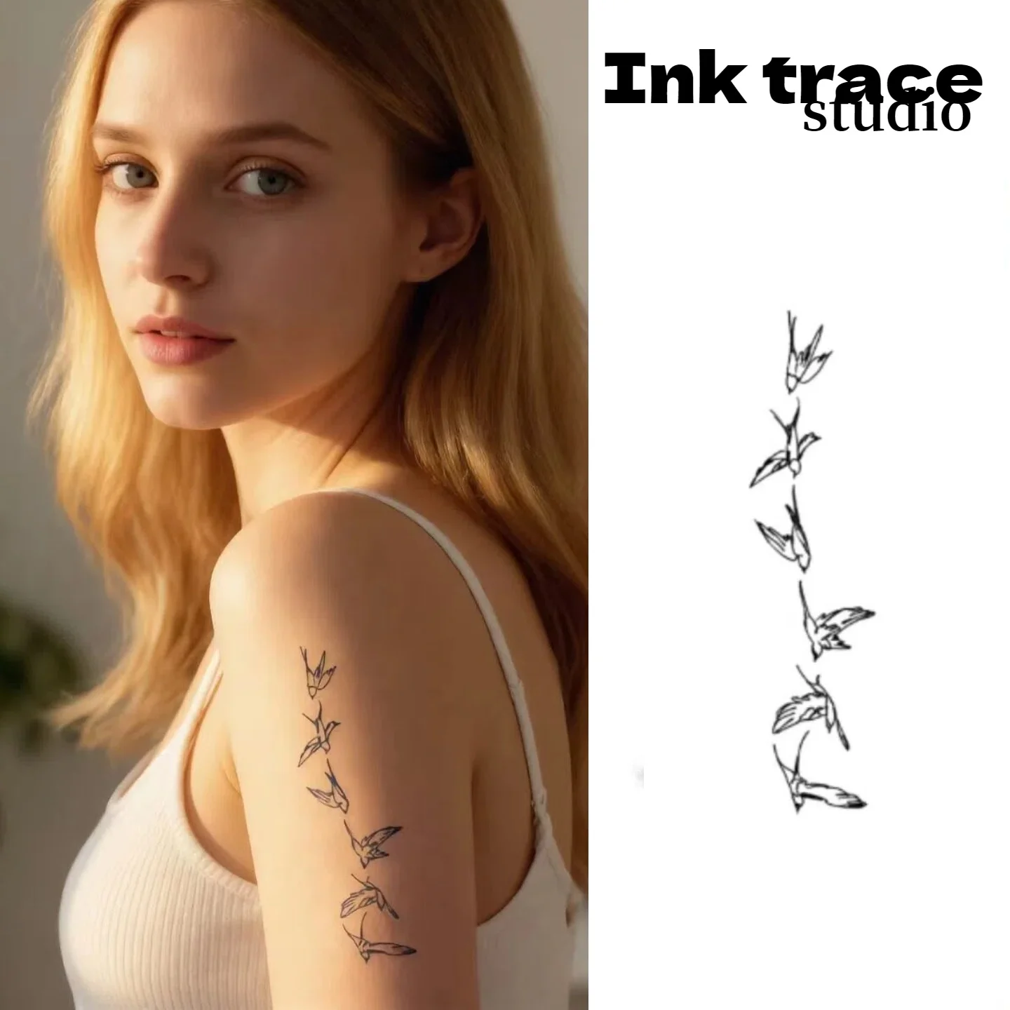 Returning Birds: Artistic, Waterproof, Non-Reflective Herbal Tattoo Stickers (Last 10–12 Days)