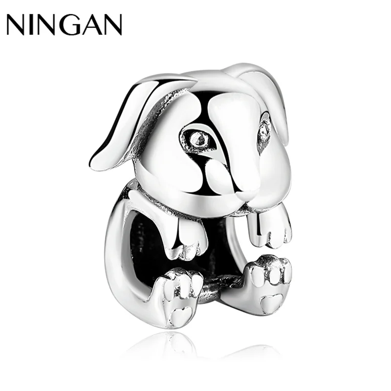 

NINGAN New Cute Animal Beads Charms for Women Bracelet Genuine 925 Sterling Silver Necklace Charms Fine Jewelry