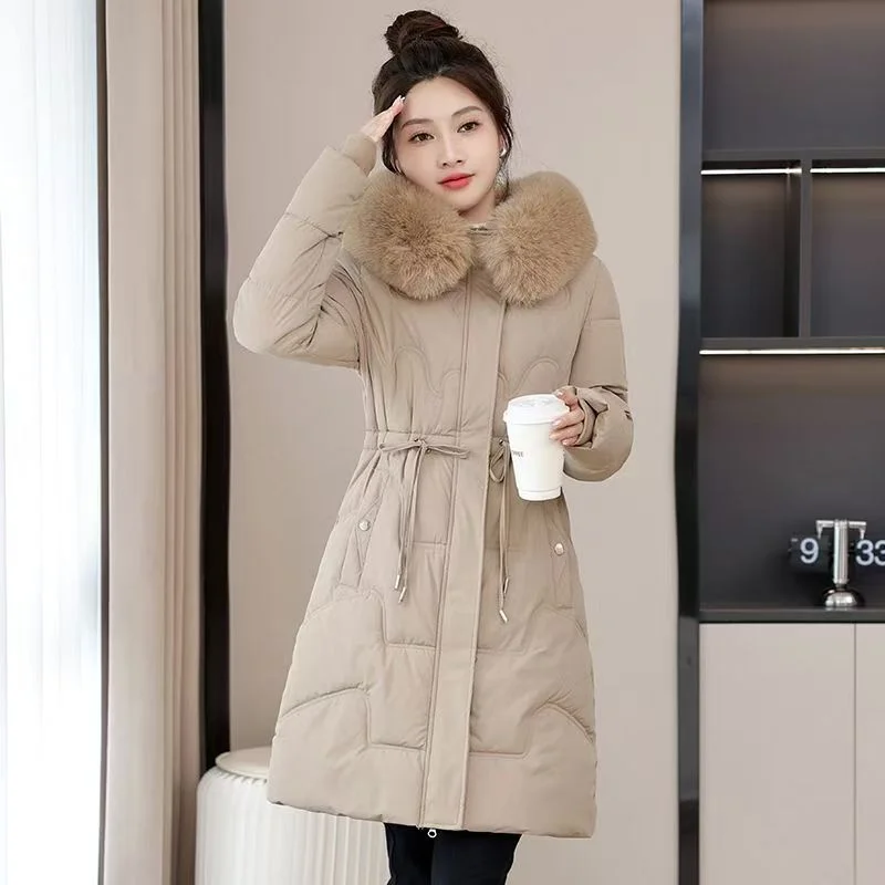 Cotton-padded Coat Women's Middle School Long Hooded Winter Trend In 2024 Cotton-padded Coat Slim Padded Warm Coat Fashion Coat