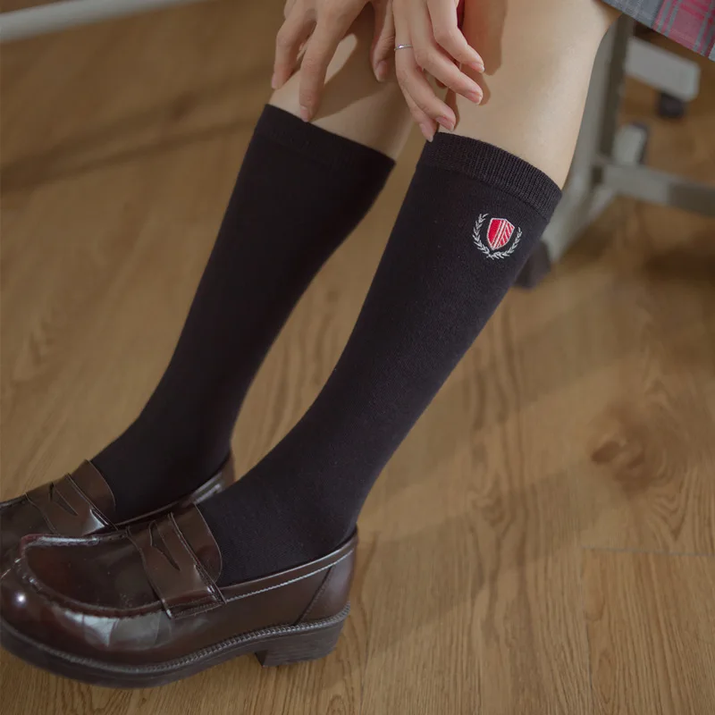 Симпатичные женские хлопковые носки до середины икры с изображением кошачьих когтей цветов и вышивкой в японском стиле