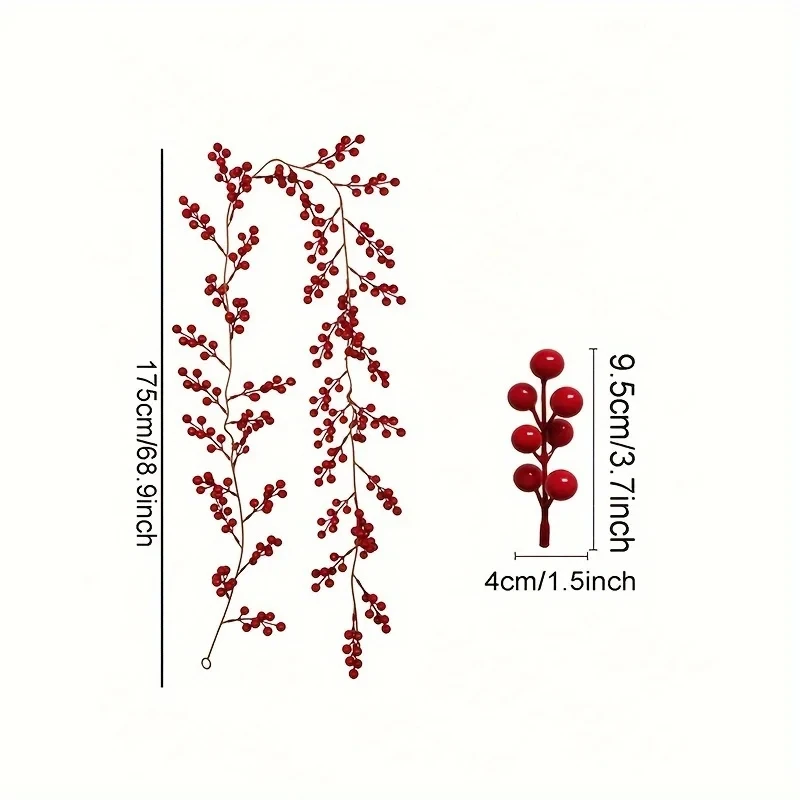 Artificial Red Berry Rattan Hanging Christmas Decoration Red Berry Decor For Home Fireplace Festivals Parties and Home Decor