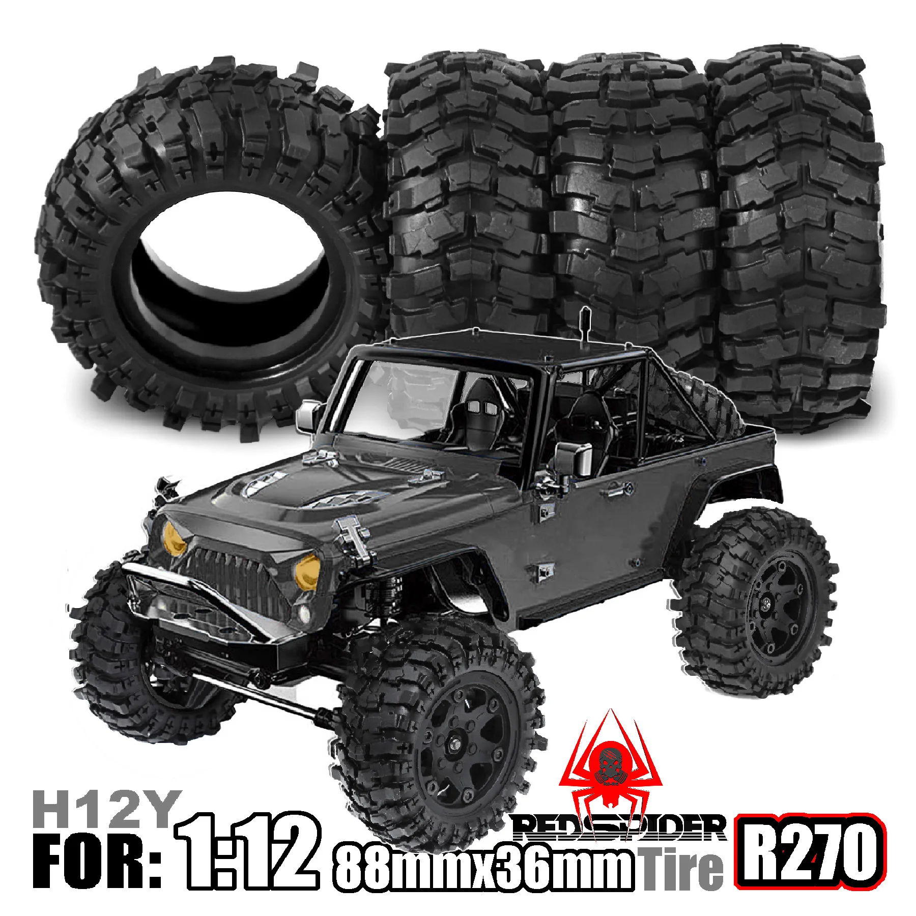 Opony gąsienicowe 1.9" 88mm OD Opony gąsienicowe 1.9" OD Samochód gąsienicowy 1/12 MJX Hyper Go H12Y+ Axial SCX10 90046 AXI03007 Tamiya CC01 D90