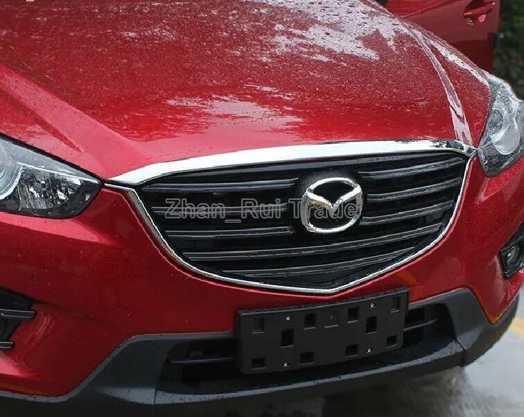 For Mazda CX-5 CX5 2015 2016 ABS Chrome Front Grille Around Hood Trim Car Accessories Stickers