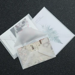 50pcs Transparent Sulfuric Acid Paper Envelope Vintage Wedding Postcard Invitation Card Storage Translucent Blank Envelope