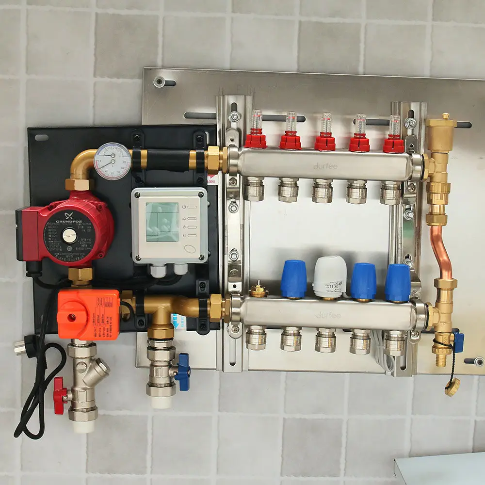 Grundfos Water Pump, Underfloor Heating Manifold & Mixing Center, Auto/Manual Thermostatic Control
