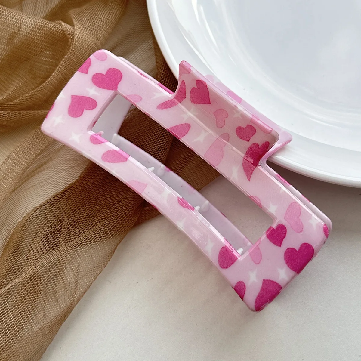 용수철 여름 꽃 사각 클립, 컬러 인쇄, 여성용 머리핀, 상어 클립, 헤어 액세서리, 신제품