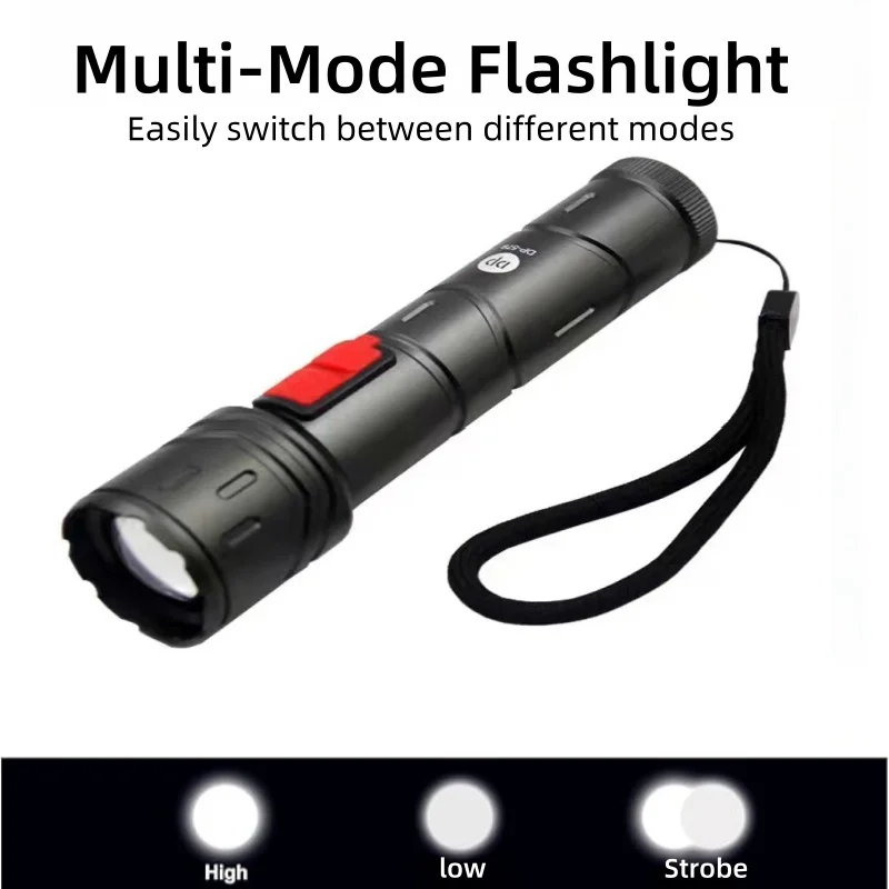 High Power Led Flashlight PortableRechargeable lamp Self Defense Torch Light Night Work light Lantern for fashing and Camping