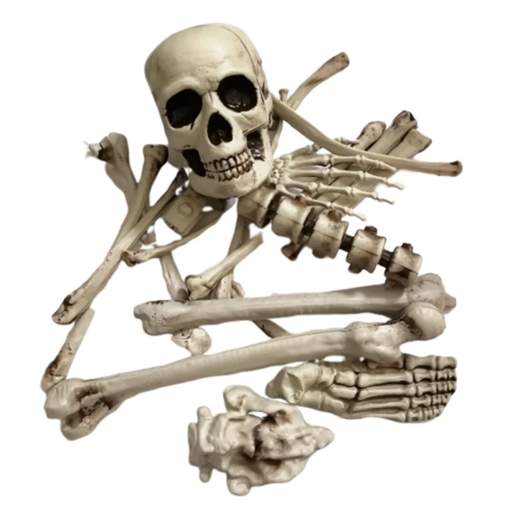 

19 Pcs Beige Skull Foot Bone Decoration Props Tools Halloween Party Cosplay Durable Plastic Realistic Corrosion
