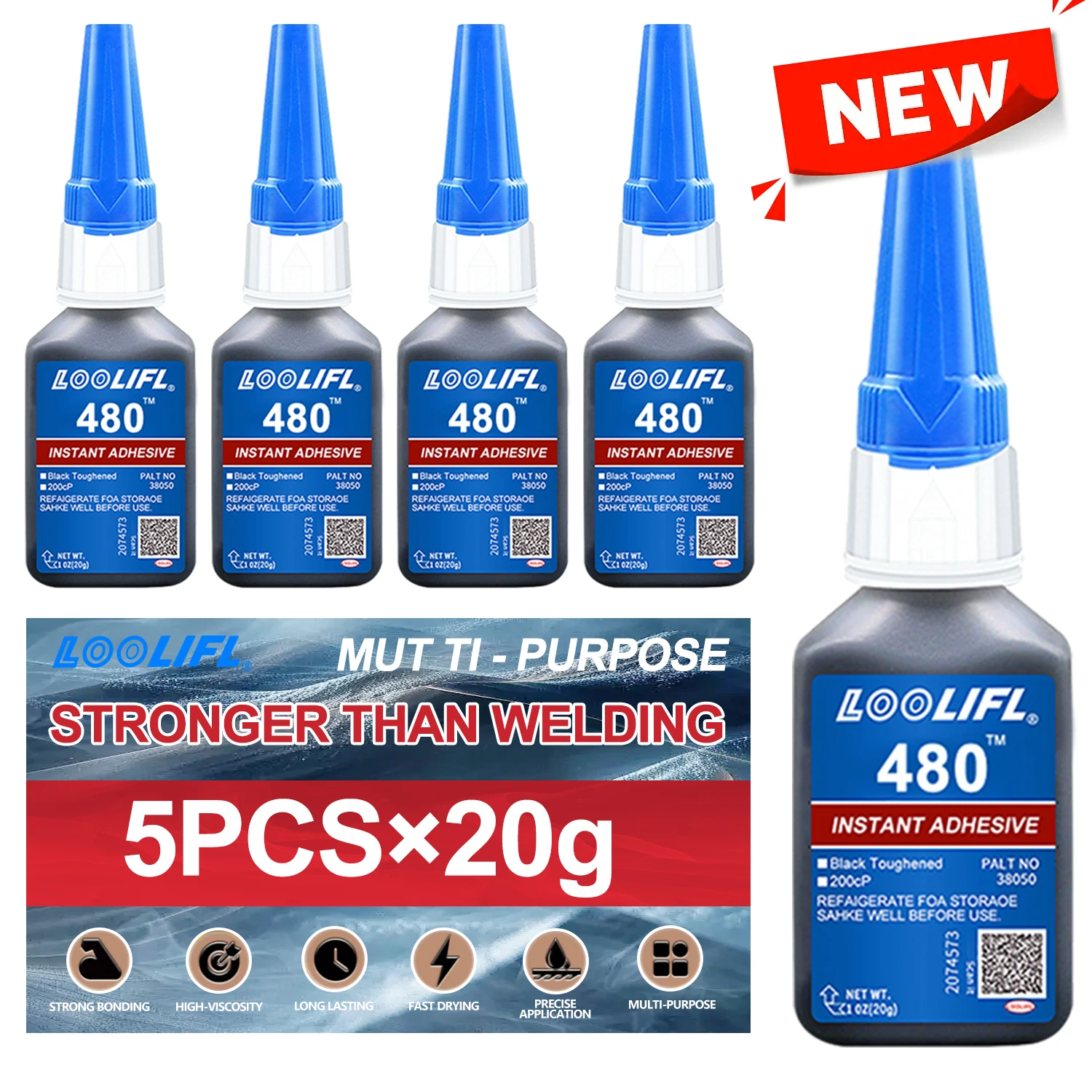 

480 Black Super glue Quick-Drying Instant Adhesive Cyanoacrylate for Plastic Wood Metal tyres Rubber shoes Repair Liquid tool