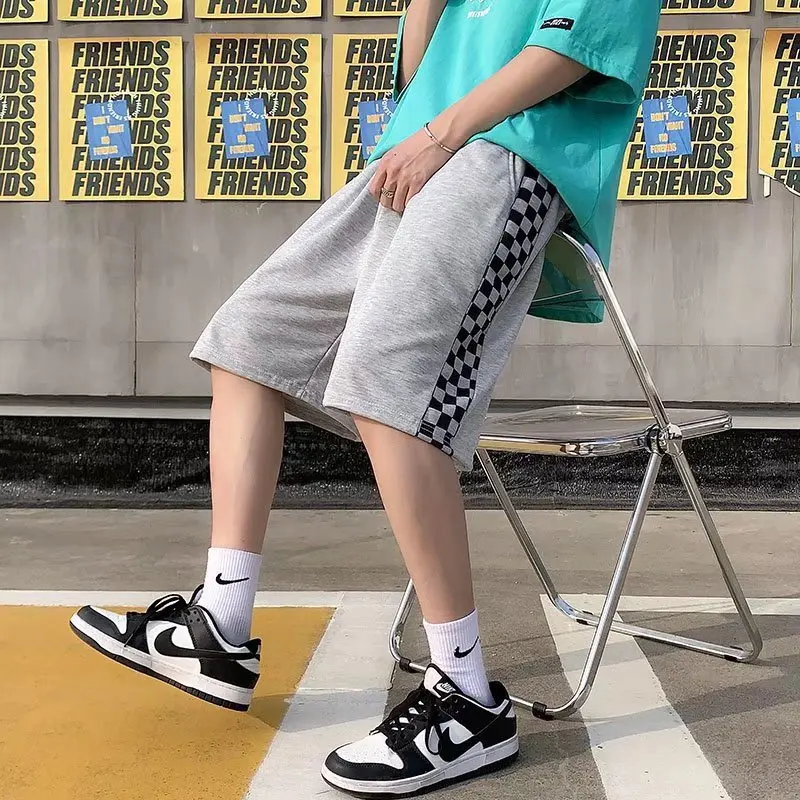 

Shorts Women Retro Unisex Plaid Punk Simple Elastic Waist Casual Harajuku Trouser Couple Loose Y2k Daily Streetwear Gothic Men
