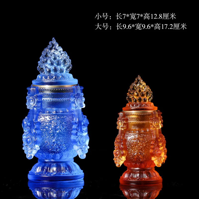 Colored glaze eight auspicious wishful auspicious vase longevity mani bottle Tibetan Buddhist practice instruments Buddhist alta