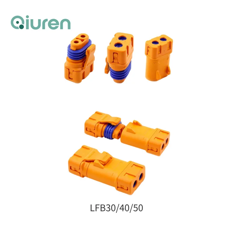 2Pairs Amass LFB30/40/50 Male Female Connector Red Copper Silver Plating DC Plug IP67 Waterproof for Drone RC Robot Lipo Battery