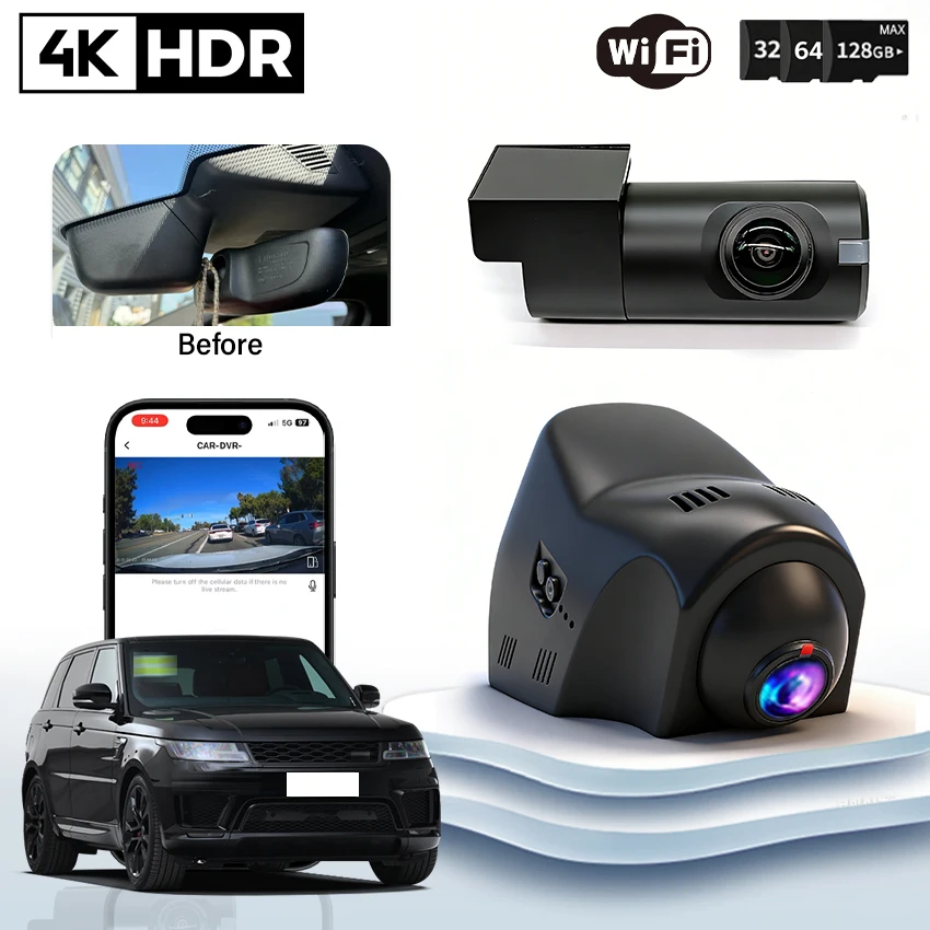 

4K DashCam For Range Rover Velar/Evoque/Sport/Discovery 5/,For Jaguar XE/XEL/XFL/F-PACE/XF/F-TYPE/E-PACE/XJL/XJ HD WIFI Car Dvr