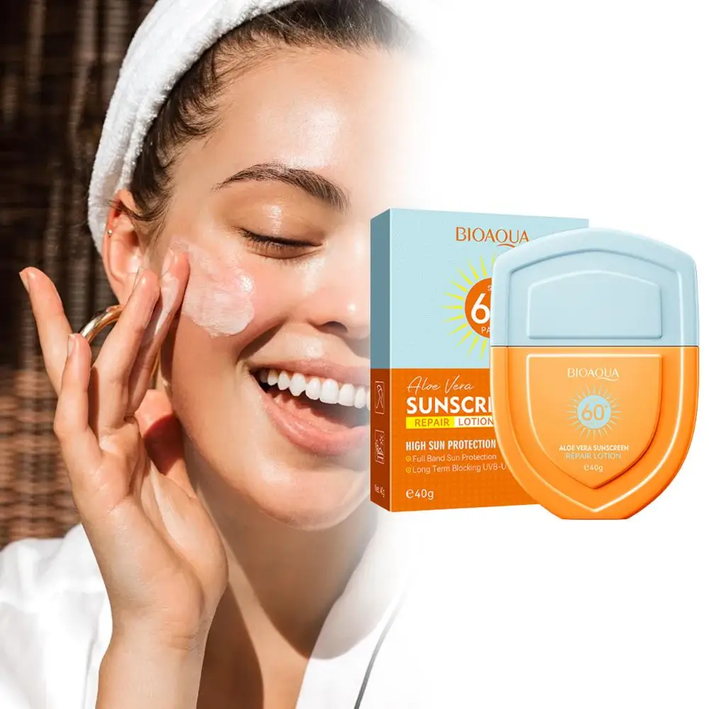 40g Transparente Glanz-Anti-UV-Sonnenschutz-Reparaturlotion, tragbare Reise-Gesichts- und Körper-Aloe-Vera-Sonnenschutz-Isolationscreme