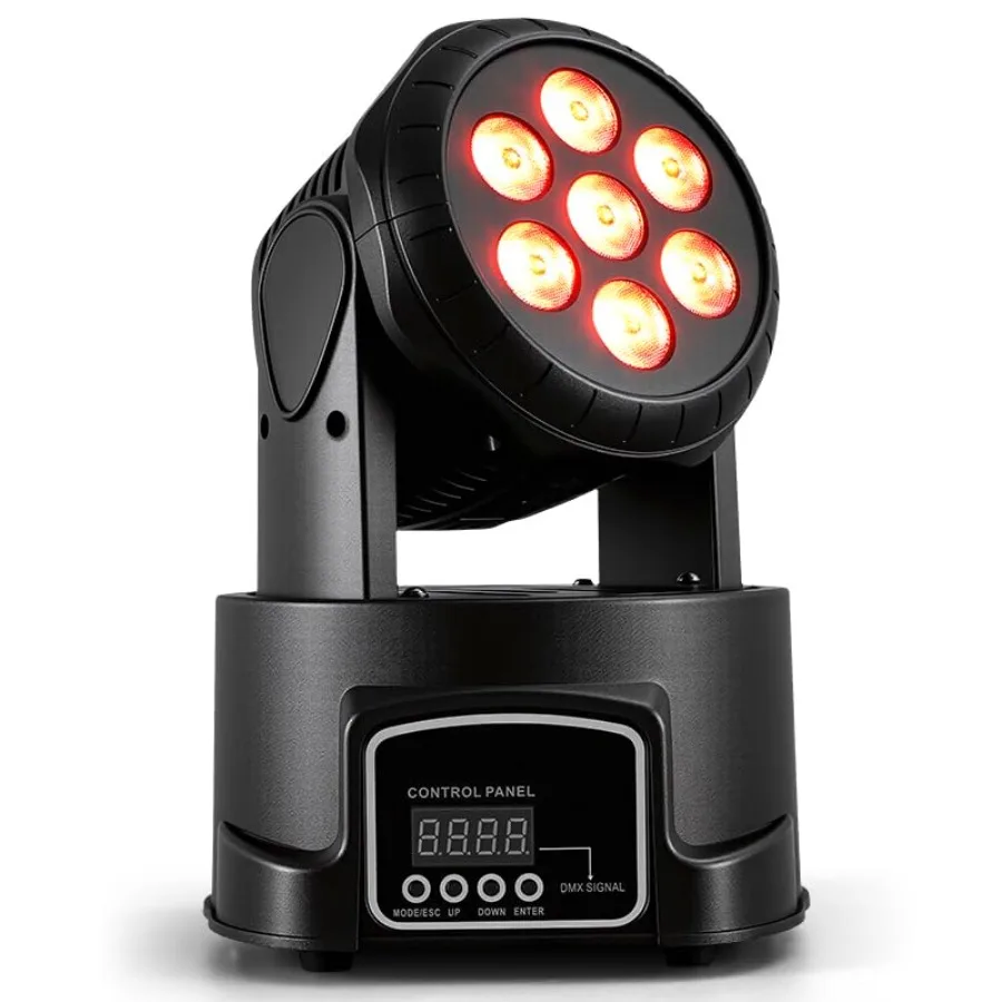

Moving Head DJ Lights, 12 Colors 7x10W LED Wash Stage Spotlight with DMX and Sound Active, 540° Pan 180° Tilt, Disco Party Ligh