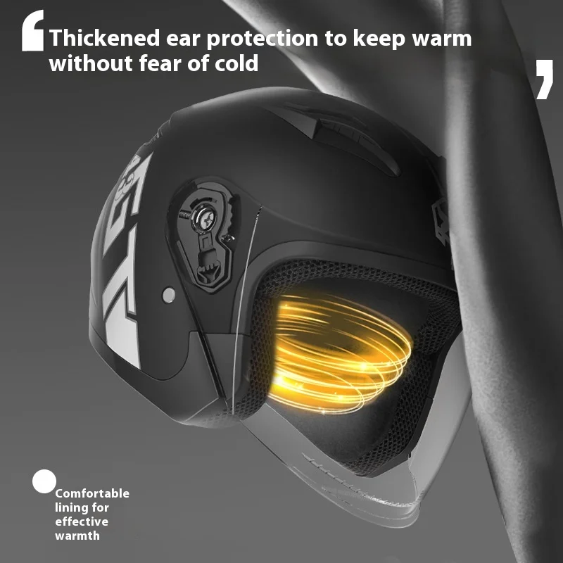 3/4 mezzo casco doppia lente casco moto elettrico uomo donna quattro stagioni universale equitazione mezzo casco Scooter casco di sicurezza