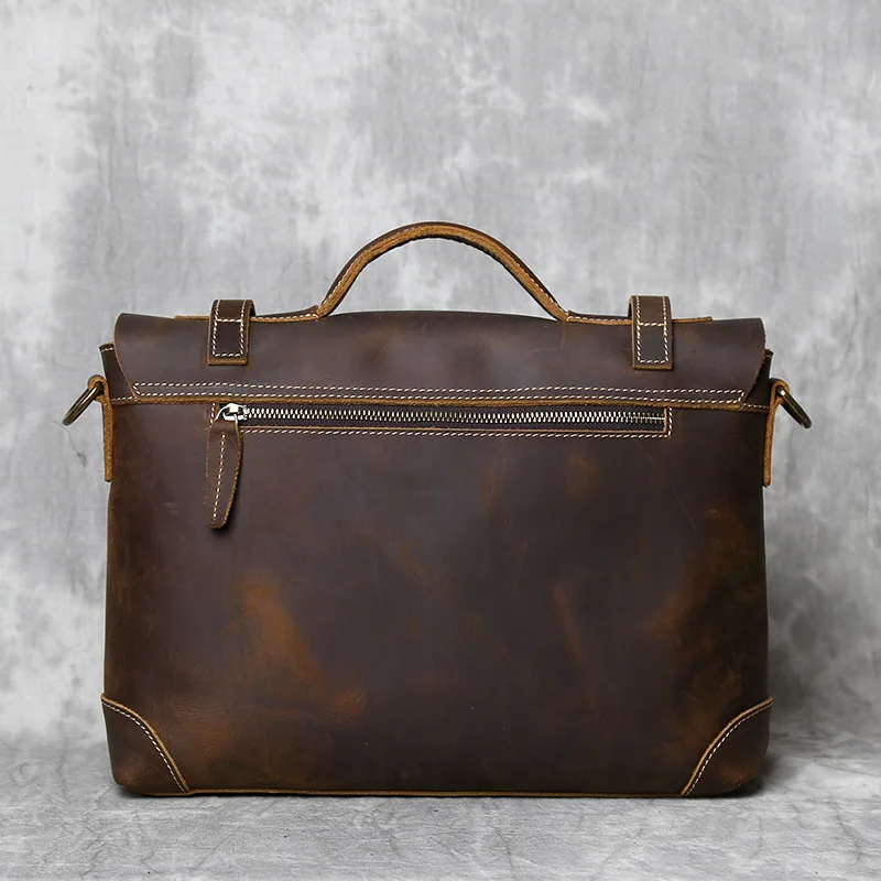 Retro Leder herren Handtasche Top Schicht Rindsleder Aktentasche Crazy Horse Leder Messenger Schulter Große Kapazität Computer Tasche NZPJ – Detail 23