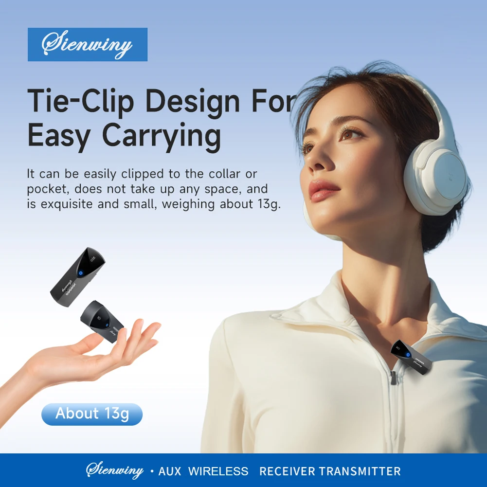 BT 5.3 2-In-1 Wireless Adapter with Mic Mini Car Audio Connector Low Latency Wireless Transmitter for TV/Home Sound System