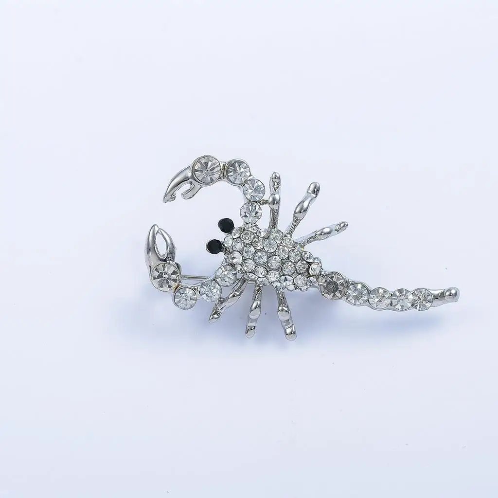 Novelty Silver Crystal Rhinestone Scorpion Pin Brooch Charms Jewelry Gift