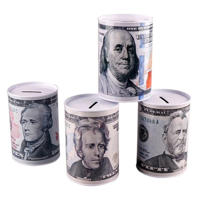 Euro Dollars Saving Box Safe Cylinder Piggy Bank Banks For Coin Deposit Storage Boxes for Kids Home Decoration 2024