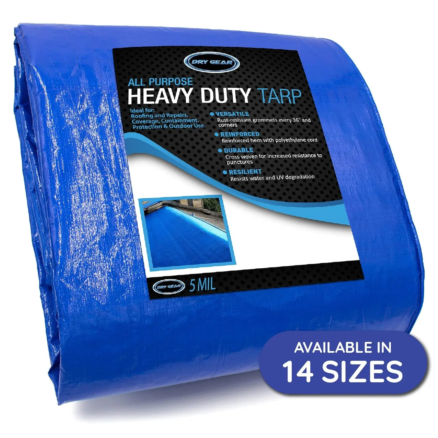 

30x50 Blue Waterproof Tarp – Heavy Duty 5 MIL Thick Outdoor Tarpaulin Cover - Multi Purpose Protection for Camping,, Customized