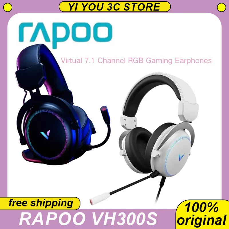 

Rapoo VH300S Wired Headset RGB E-sports Gaming Headphone Virtual 7.1 Channel Fps Noise-Canceling Microphone Lightweight Custom