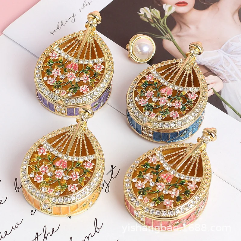 

Light Luxury Chinese Pipa Jewelry Box, Metal Crafts Enamel Portable Storage Box, Home Creative Small Ornaments High-end Gifts