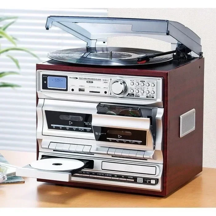 

Bluetooth Audio Многофункциональная радиолента CD USB Виниловый проигрыватель пластинок Современный музыкальный автомат Антикварный фонограф