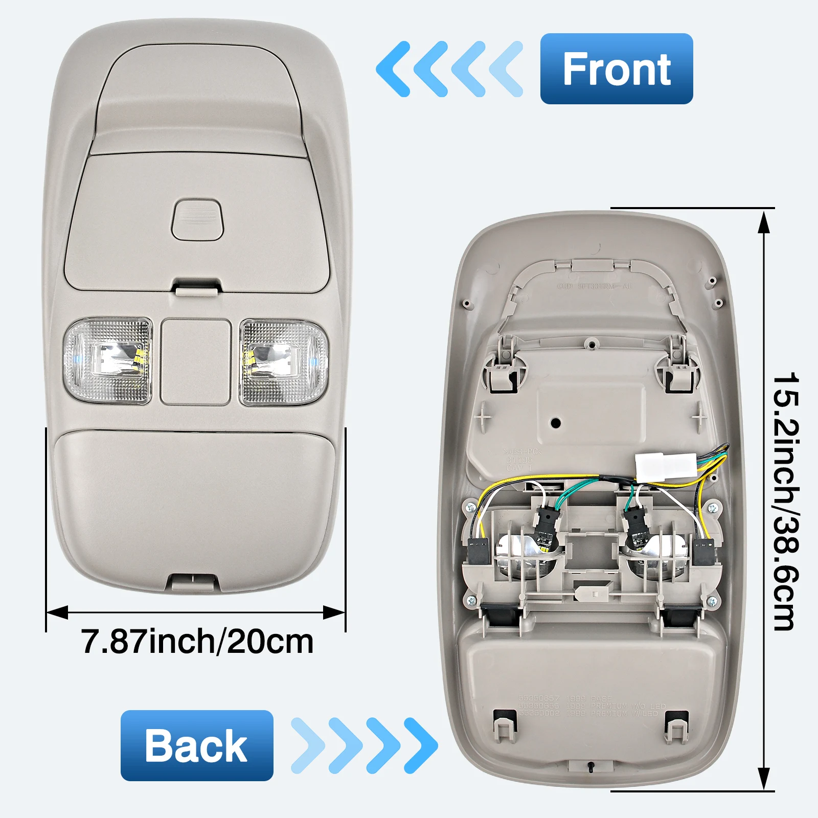SN96TL2AA Overhead Console Dome Map LED Reading Light Lamp for Dodge Ram 1500 2500 3500 4500 5500 1991-2001