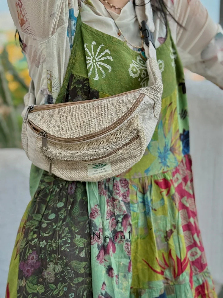 Natural Dye Madder Root  Tie Dye Women's Crossbody Bag Lightweight Foldable Summer Fashionable Waist Bag