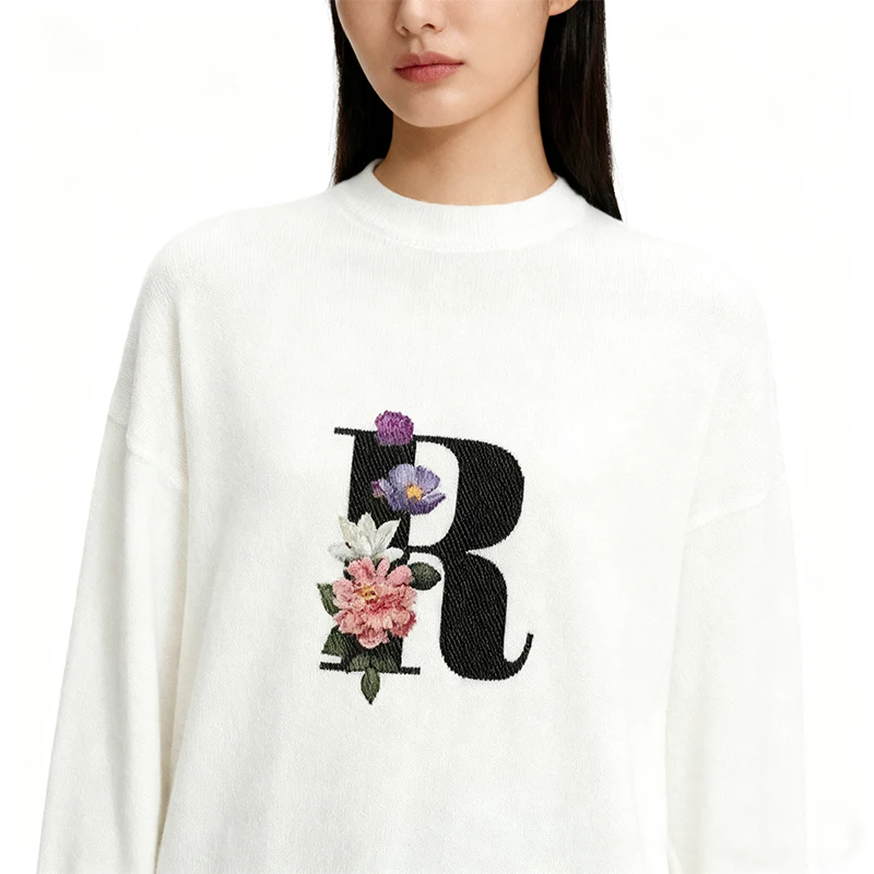 

2023 осенне-зимний толстый свитер, женский вязаный пуловер в рубчик с длинными рукавами, мягкий теплый пуловер с 26 буквенным принтом