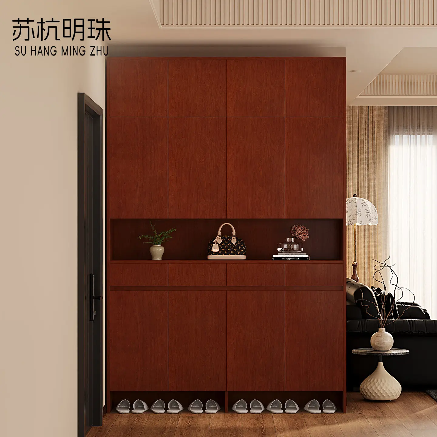 

PYJ entrance door entrance shoe cabinet integrated antique partition screen small apartment living room locker